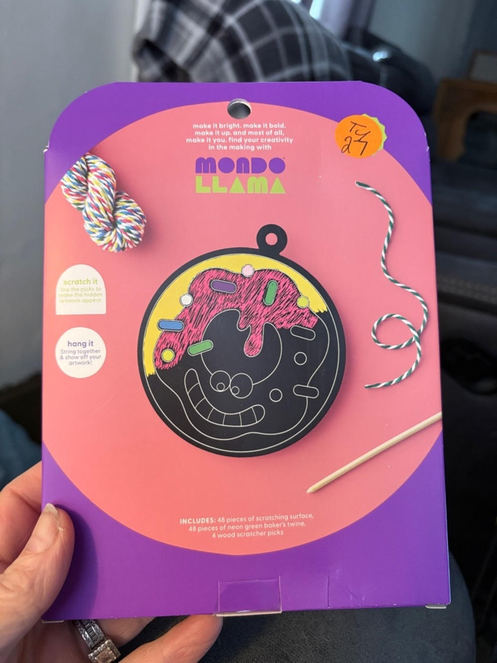 Monollama Kids Scratch Art Ornament Craft Kit - Purple & Pink